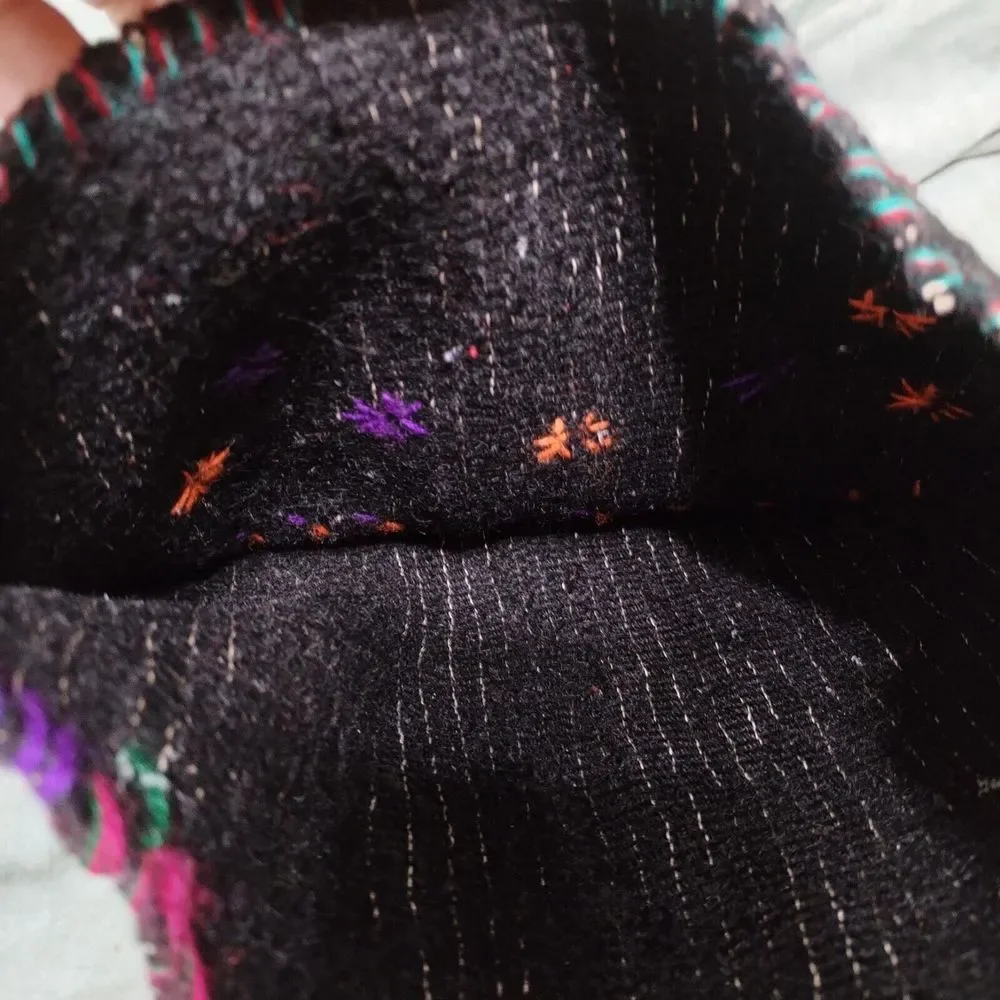 Hand Sewn Boho Bag Made In Mexico Black Multicolored Stars Hippie Boho Tribal‎